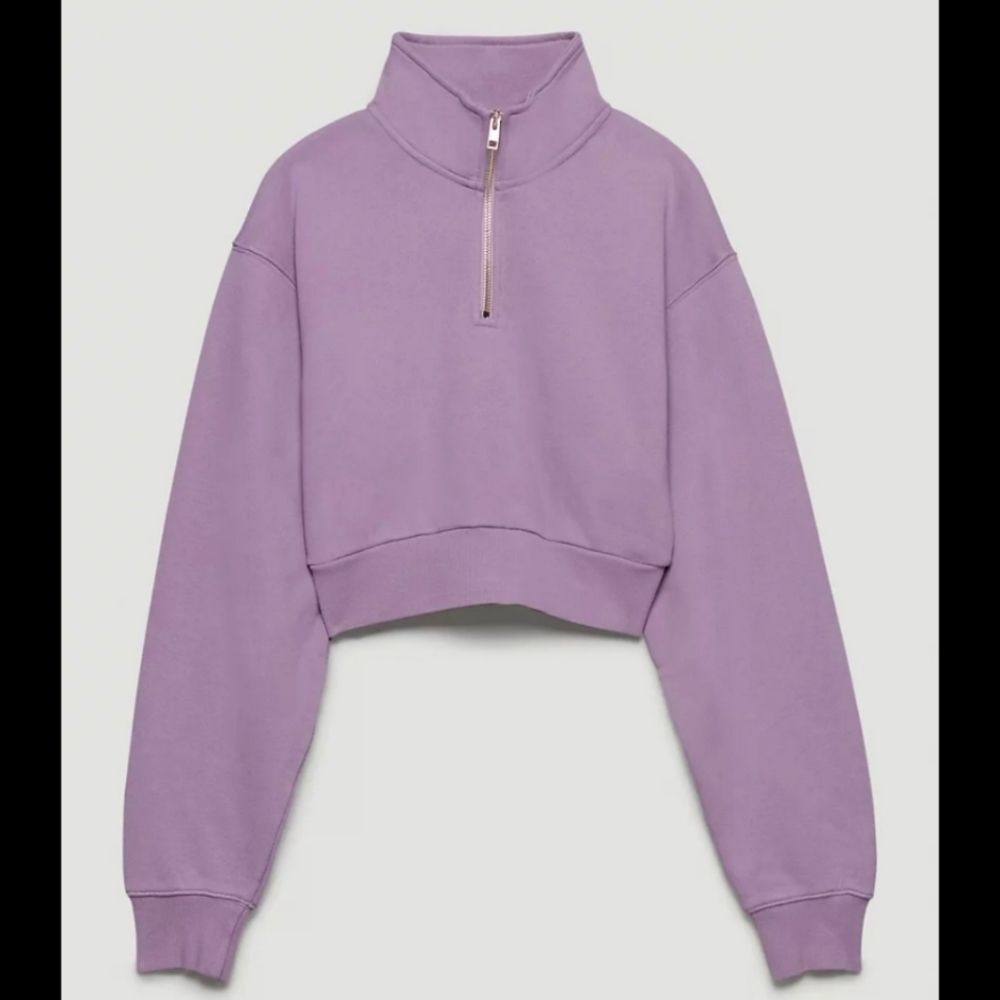 Aritzia TNA Fleece perfect cropped sweatshirt